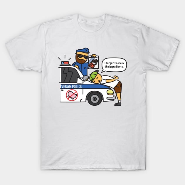 Vegan Police Arrest T-Shirt by Broccoliparadise